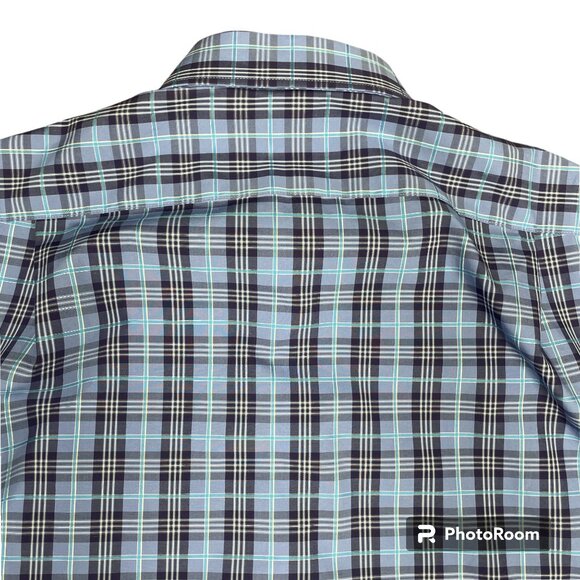Men's TOMMY HILFIGER Slim Fit Blue Plaid Button-down Dress Shirt-‎ Size L - Picture 7 of 10